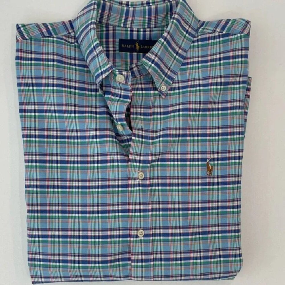 Ralph Lauren Classic Fit Plaid Brushed Oxford Shirt Sz Sm Excellent Condition!